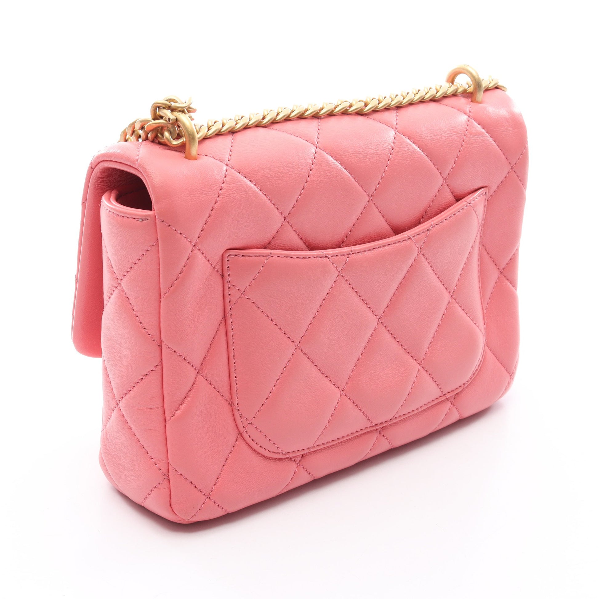 マトラッセ チェーンショルダーバッグ ラムスキン ピンク ゴールド金具 シャネル バッグ CHANEL
