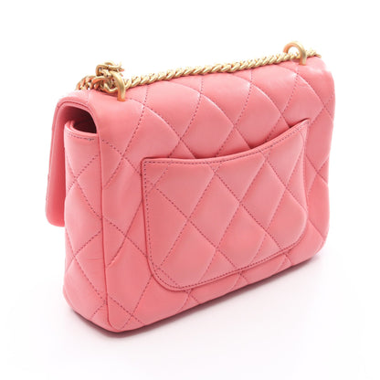 マトラッセ チェーンショルダーバッグ ラムスキン ピンク ゴールド金具 シャネル バッグ CHANEL