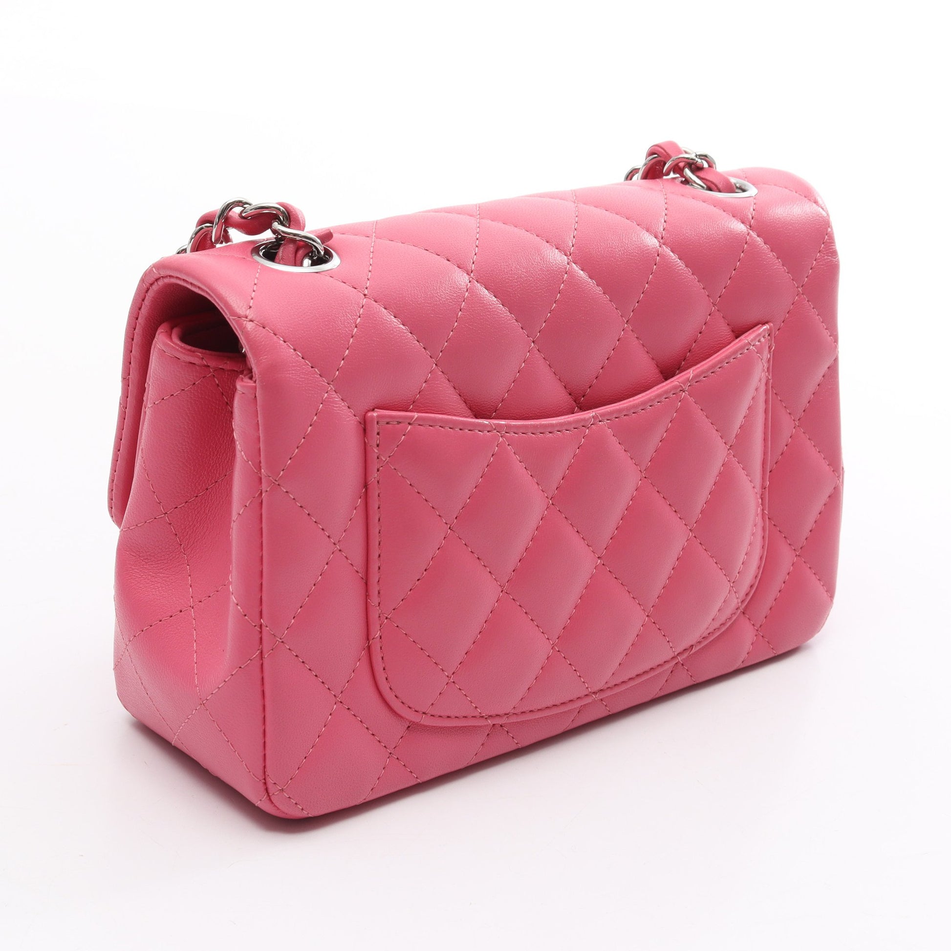 ミニマトラッセ20 チェーンショルダーバッグ ラムスキン ピンク シルバー金具 シャネル バッグ CHANEL
