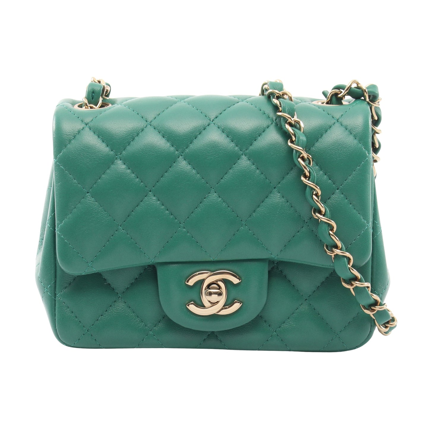 ミニマトラッセ チェーンショルダーバッグ ラムスキン グリーン ゴールド金具 シャネル バッグ CHANEL