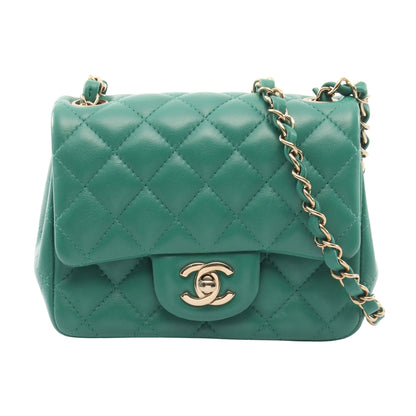 ミニマトラッセ チェーンショルダーバッグ ラムスキン グリーン ゴールド金具 シャネル バッグ CHANEL