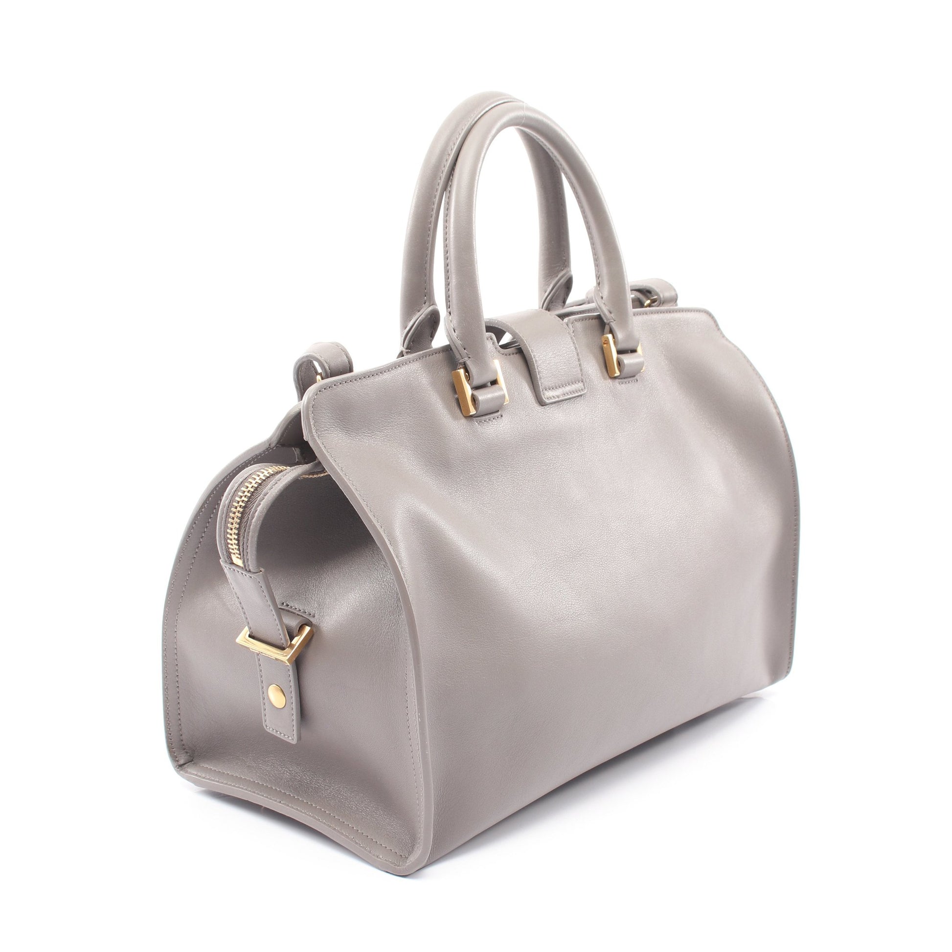 プチカバス Yライン 2WAY ハンドバッグ レザー グレー サンローランパリ バッグ SAINT LAURENT PARIS