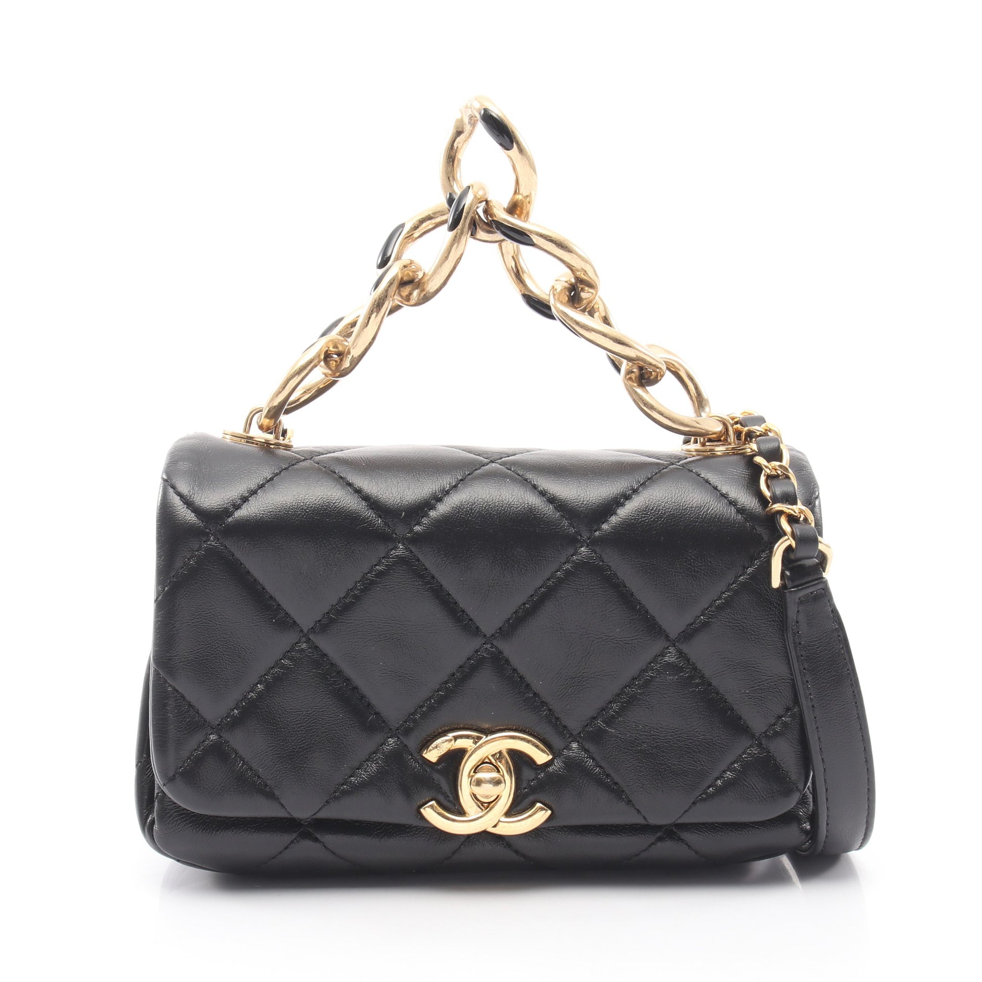 マトラッセ 2WAY チェーンショルダーバッグ ラムスキン ブラック ゴールド金具 シャネル バッグ CHANEL