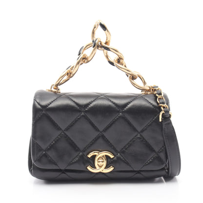 マトラッセ 2WAY チェーンショルダーバッグ ラムスキン ブラック ゴールド金具 シャネル バッグ CHANEL