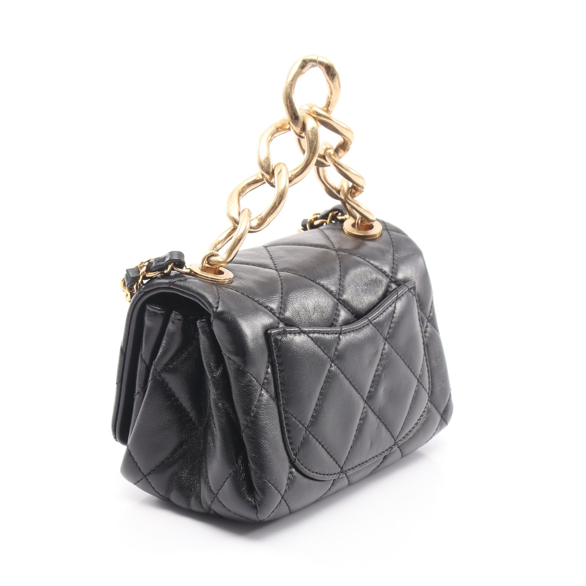 マトラッセ 2WAY チェーンショルダーバッグ ラムスキン ブラック ゴールド金具 シャネル バッグ CHANEL