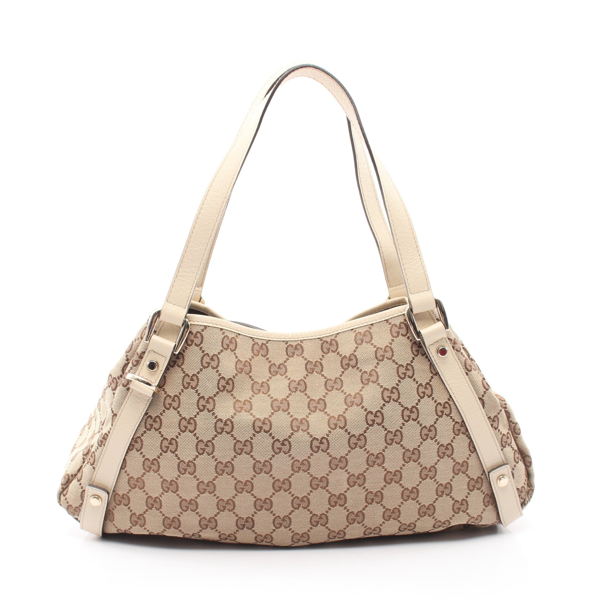 アビー GGキャンバス ショルダーバッグ キャンバス レザー ベージュ アイボリー グッチ バッグ GUCCI