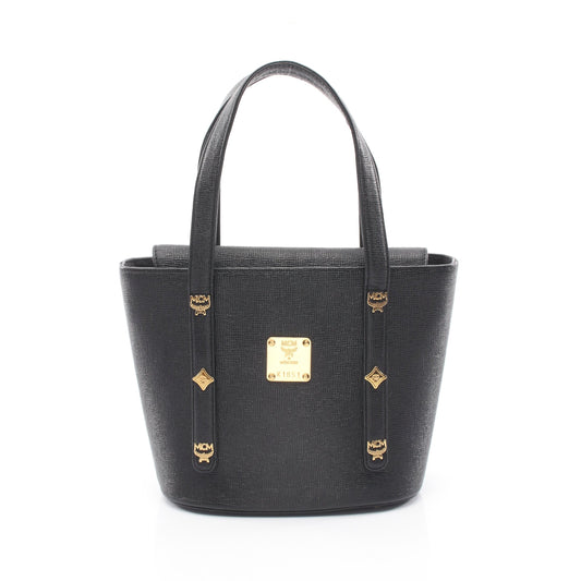 ロゴスタッズ ハンドバッグ レザー ブラック エムシーエム バッグ MCM