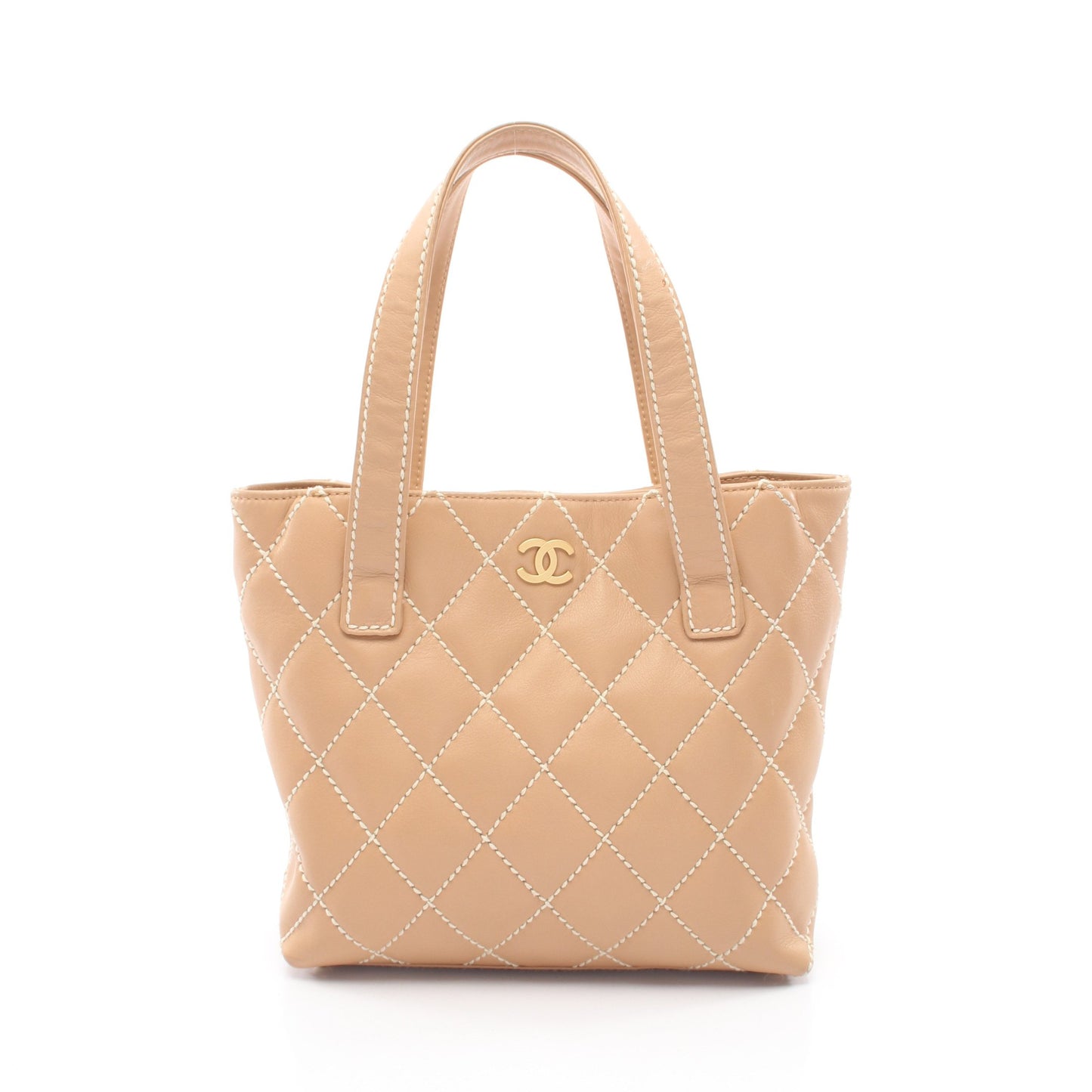 ワイルドステッチ ハンドバッグ トートバッグ レザー ベージュ ゴールド金具 シャネル バッグ CHANEL