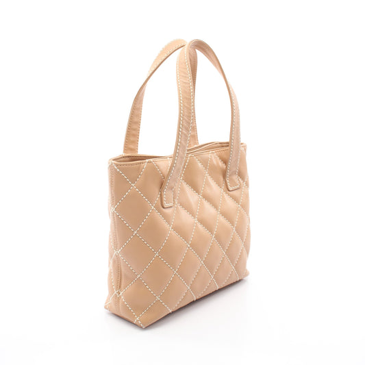ワイルドステッチ ハンドバッグ トートバッグ レザー ベージュ ゴールド金具 シャネル バッグ CHANEL