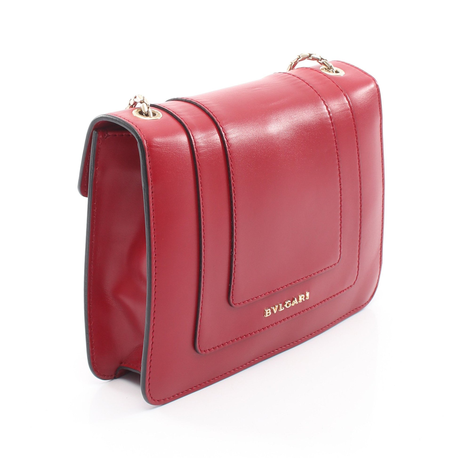 セルペンティ フォーエバー チェーンショルダーバッグ レザー レッド ブルガリ バッグ BVLGARI