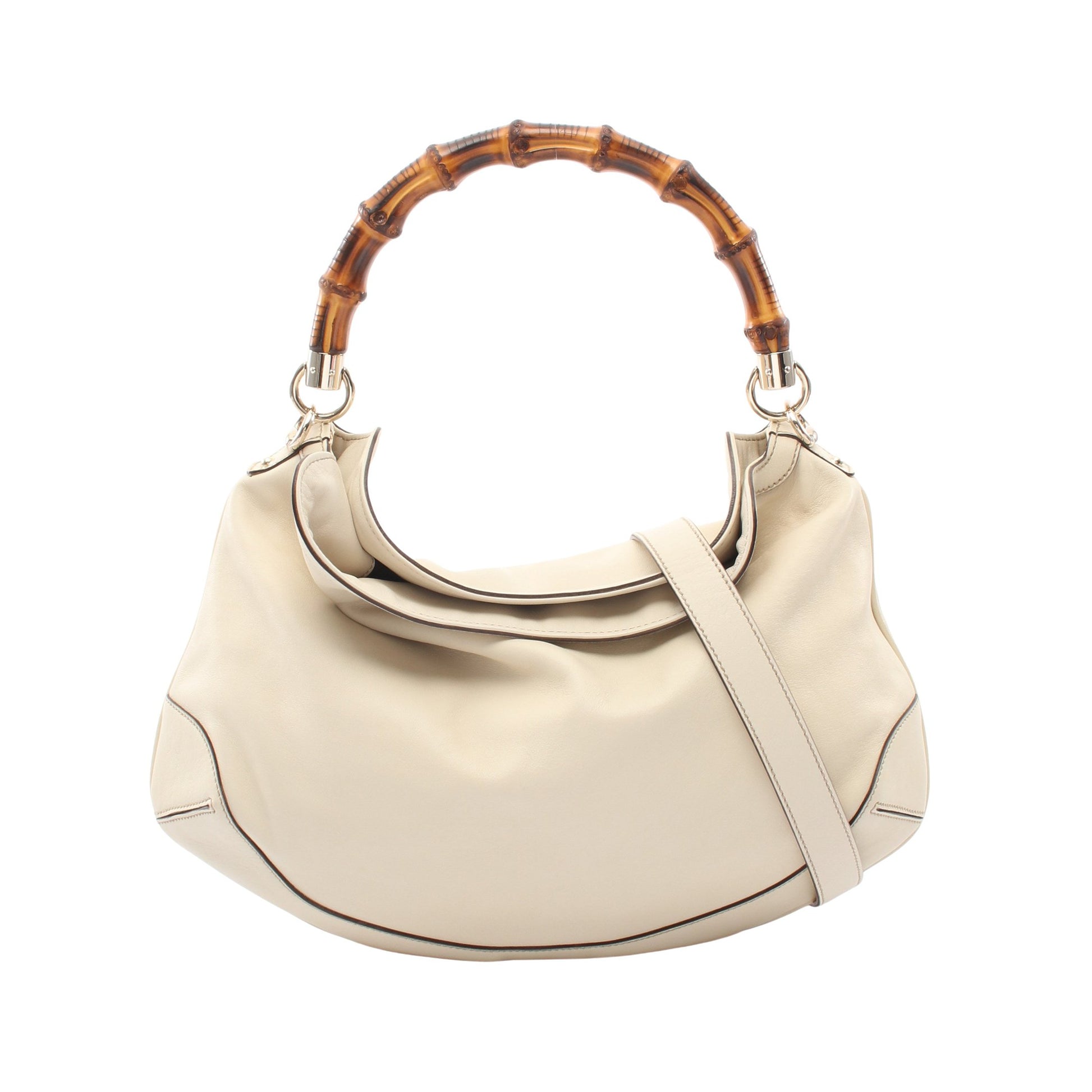 バンブー 2WAY ハンドバッグ レザー アイボリー グッチ バッグ GUCCI