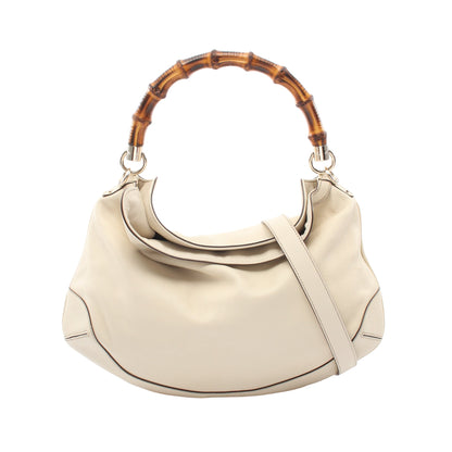 バンブー 2WAY ハンドバッグ レザー アイボリー グッチ バッグ GUCCI