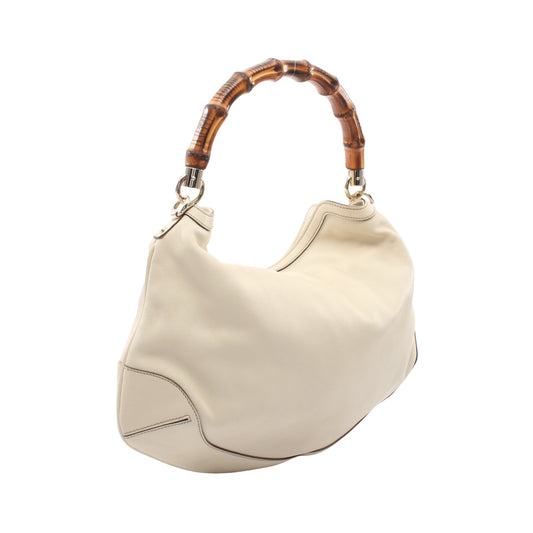 バンブー 2WAY ハンドバッグ レザー アイボリー グッチ バッグ GUCCI