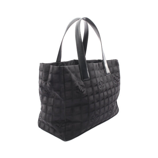 ニュートラベルラインMM ハンドバッグ トートバッグ ナイロンキャンバス レザー ブラック ゴールド金具 シャネル バッグ CHANEL