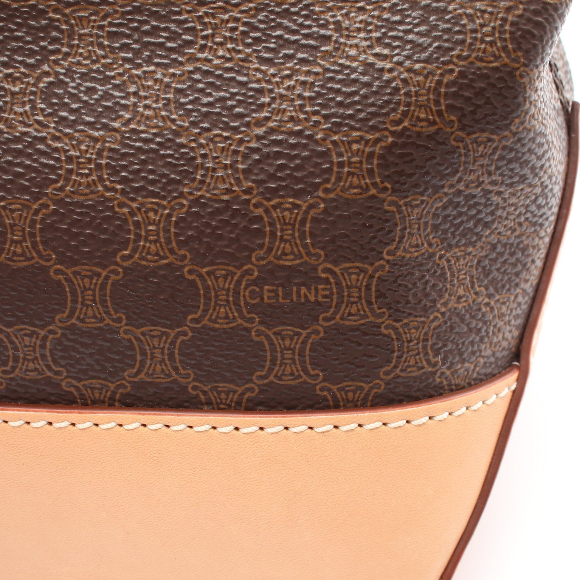 マカダム ショルダーバッグ トートバッグ PVC レザー ダークブラウン ライトブラウン セリーヌ バッグ CELINE