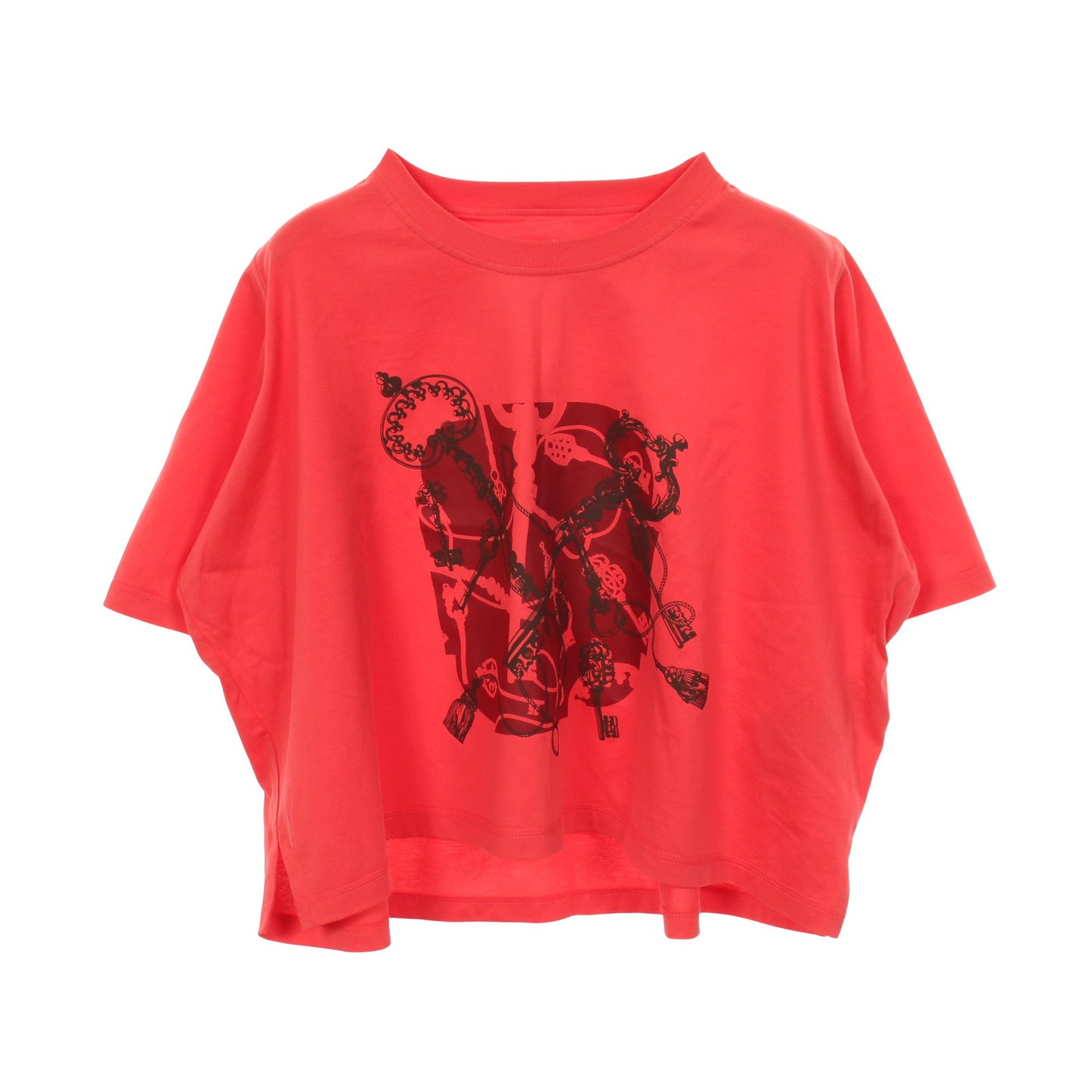 Cartouche Leclere クロップド 半袖Tシャツ コットン ピンクレッド ボルドー エルメス