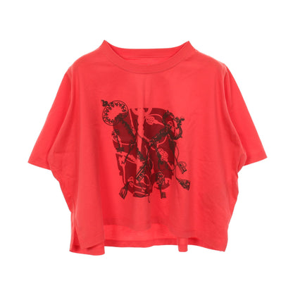 Cartouche Leclere クロップド 半袖Tシャツ コットン ピンクレッド ボルドー エルメス