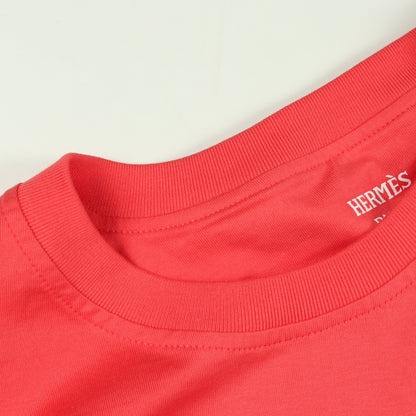 Cartouche Leclere クロップド 半袖Tシャツ コットン ピンクレッド ボルドー エルメス