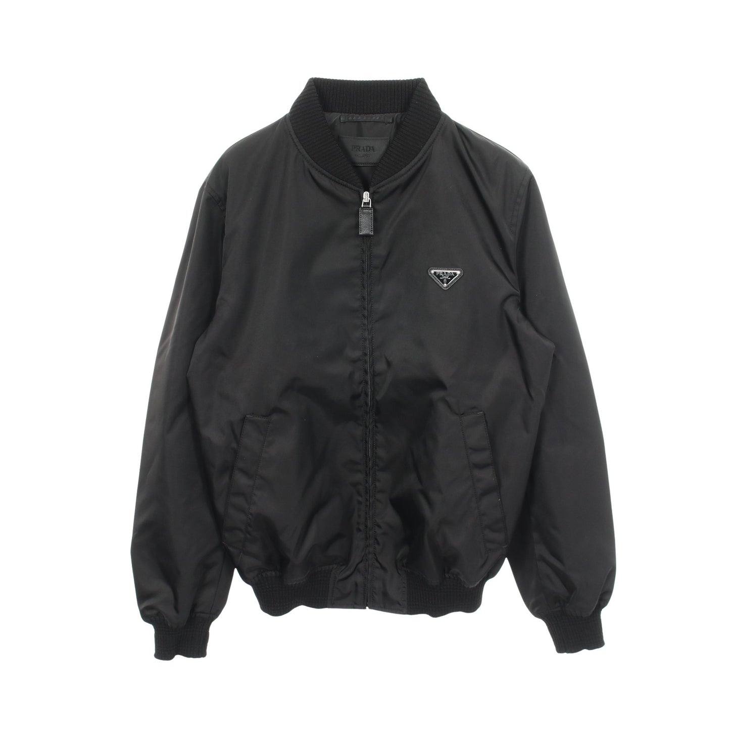 Re-Nylon 三角プレート ボンバージャケット ナイロン ブラック プラダ