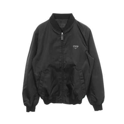Re-Nylon 三角プレート ボンバージャケット ナイロン ブラック プラダ