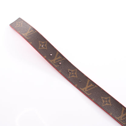 サンチュール イニシャル モノグラム ルージュ ゴールド金具 リバーシブル ベルト PVC レザー ブラウン レッド ルイヴィトン
