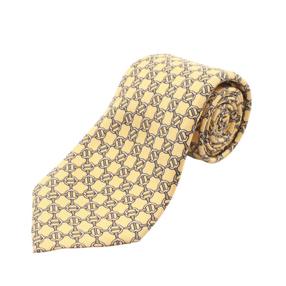 馬具柄 ネクタイ シルク ライトイエロー グレー エルメス