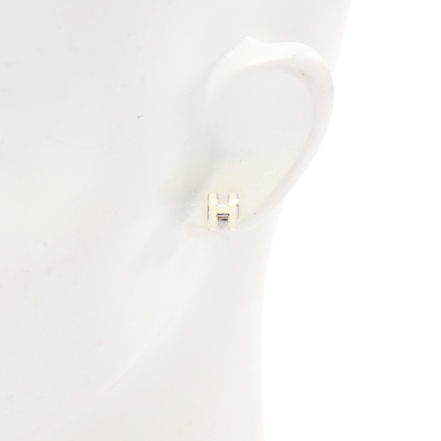 MINI POP H ミニポップアッシュ ピアス シルバー アイボリー エルメス