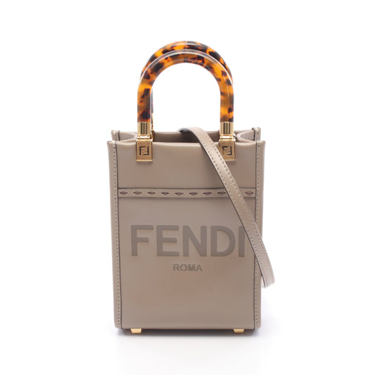 サンシャインショッパー ミニ 2WAY ハンドバッグ レザー グレーベージュ フェンディ バッグ FENDI