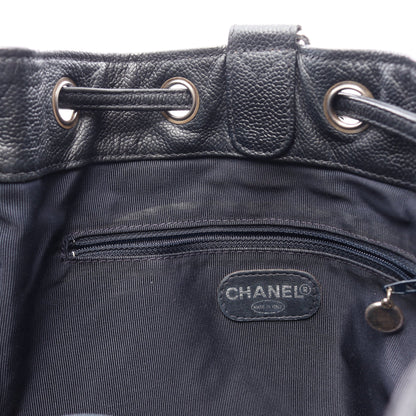 マトラッセ バックパック リュックサック キャビアスキン ブラック シルバー金具 シャネル バッグ CHANEL