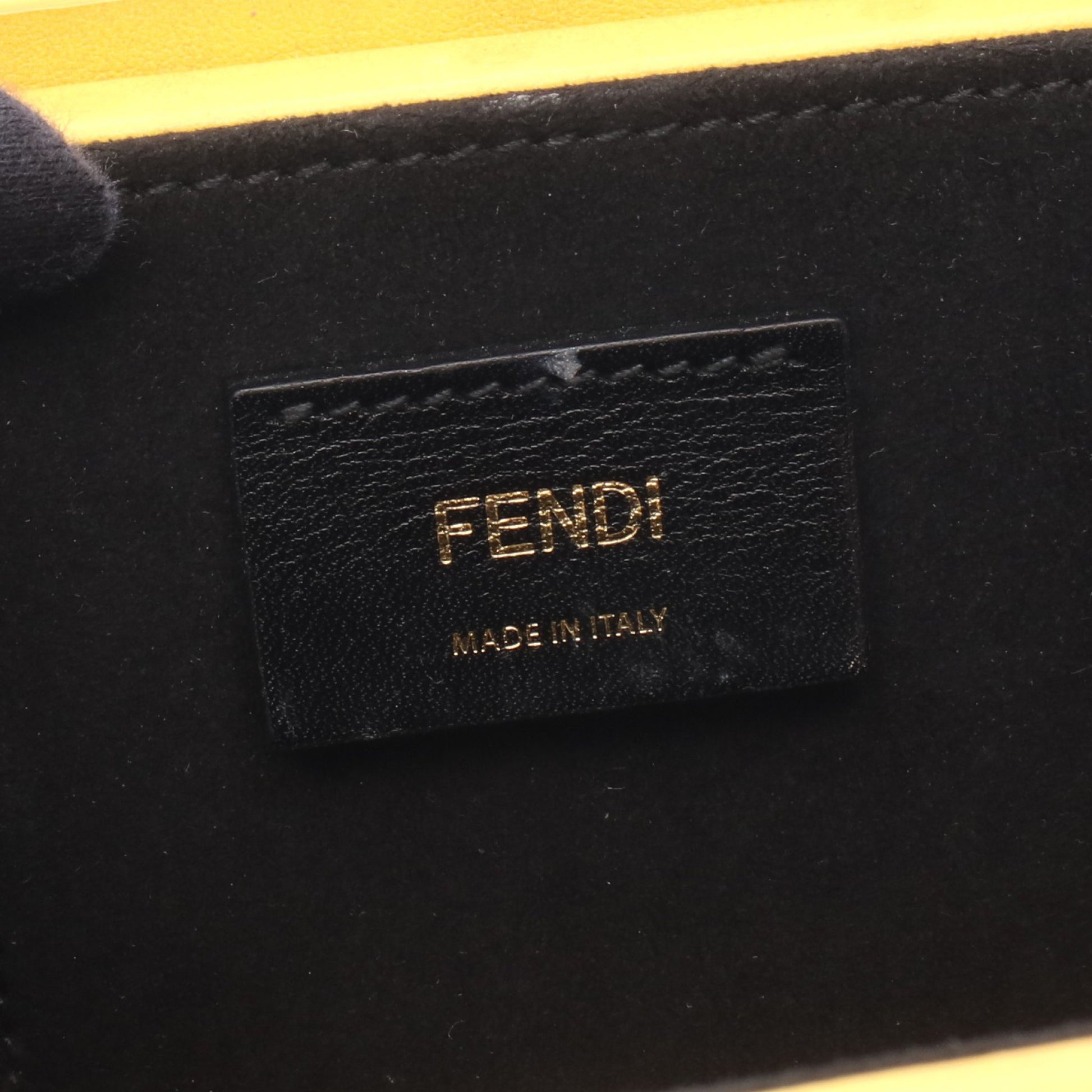 ボックス ショルダーバッグ レザー イエロー ブラック フェンディ バッグ FENDI