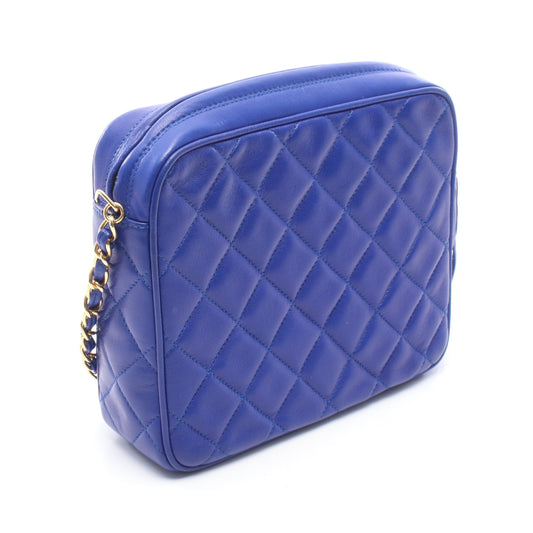 マトラッセ タッセル チェーンショルダーバッグ ラムスキン ブルー ゴールド金具 シャネル バッグ CHANEL