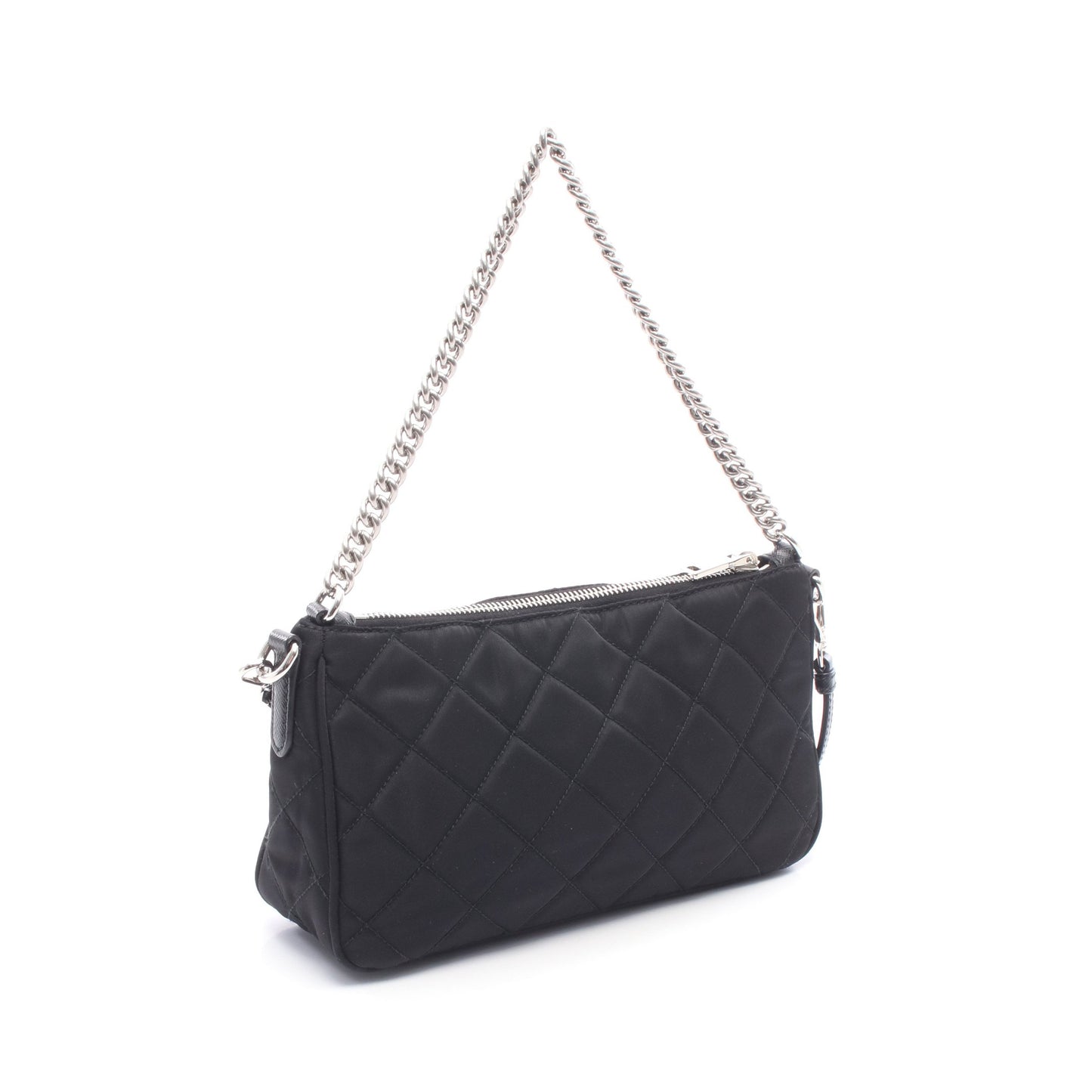 キルティング 2WAY チェーンショルダーバッグ ナイロン レザー ブラック プラダ バッグ PRADA