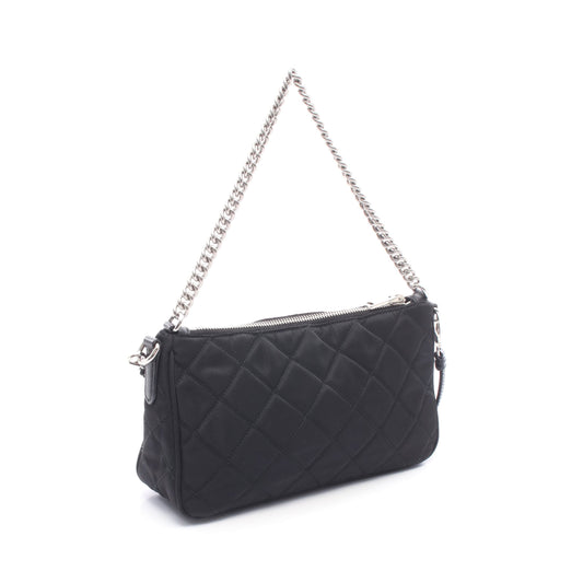 キルティング 2WAY チェーンショルダーバッグ ナイロン レザー ブラック プラダ バッグ PRADA
