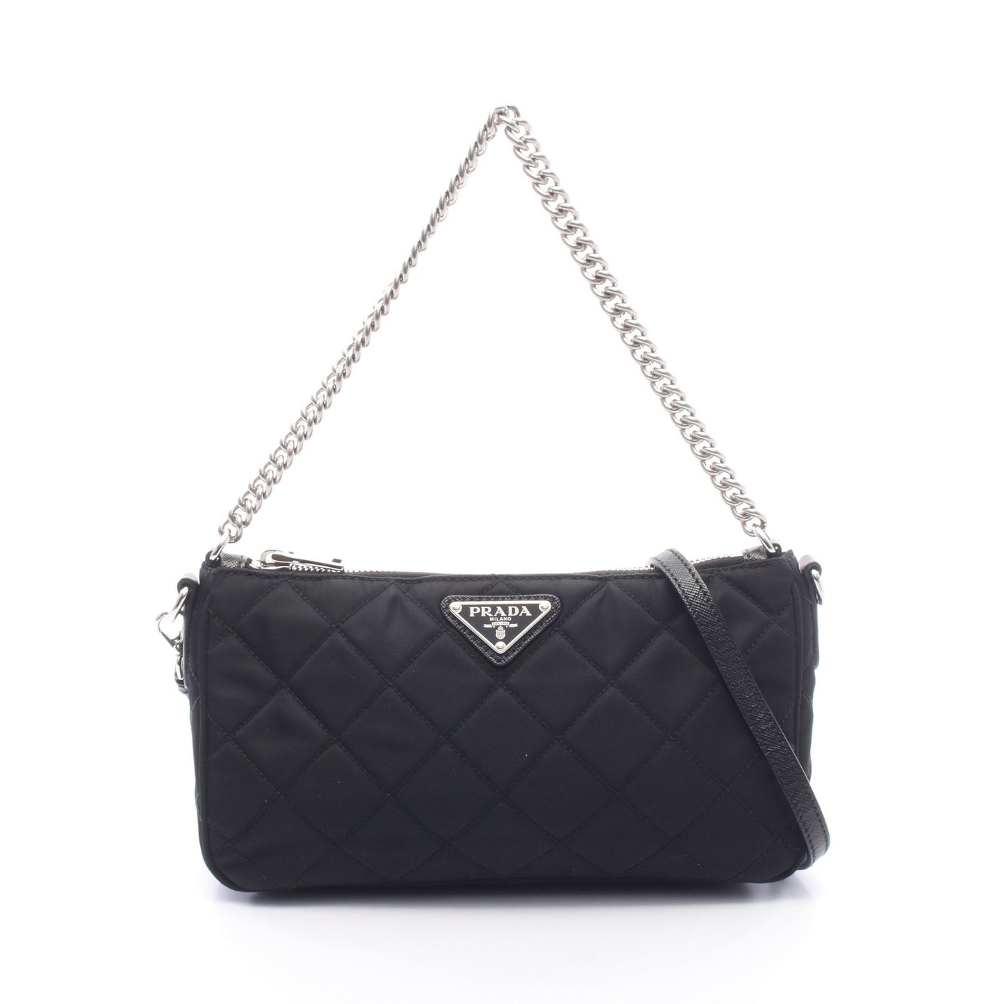キルティング 2WAY チェーンショルダーバッグ ナイロン レザー ブラック プラダ バッグ PRADA