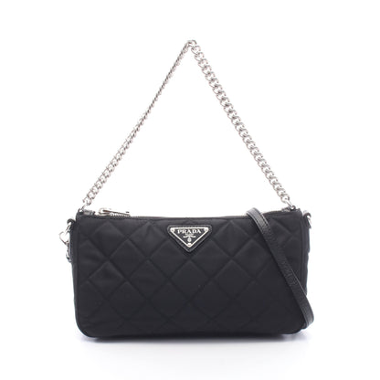 キルティング 2WAY チェーンショルダーバッグ ナイロン レザー ブラック プラダ バッグ PRADA