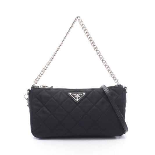 キルティング 2WAY チェーンショルダーバッグ ナイロン レザー ブラック プラダ バッグ PRADA