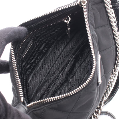 キルティング 2WAY チェーンショルダーバッグ ナイロン レザー ブラック プラダ バッグ PRADA