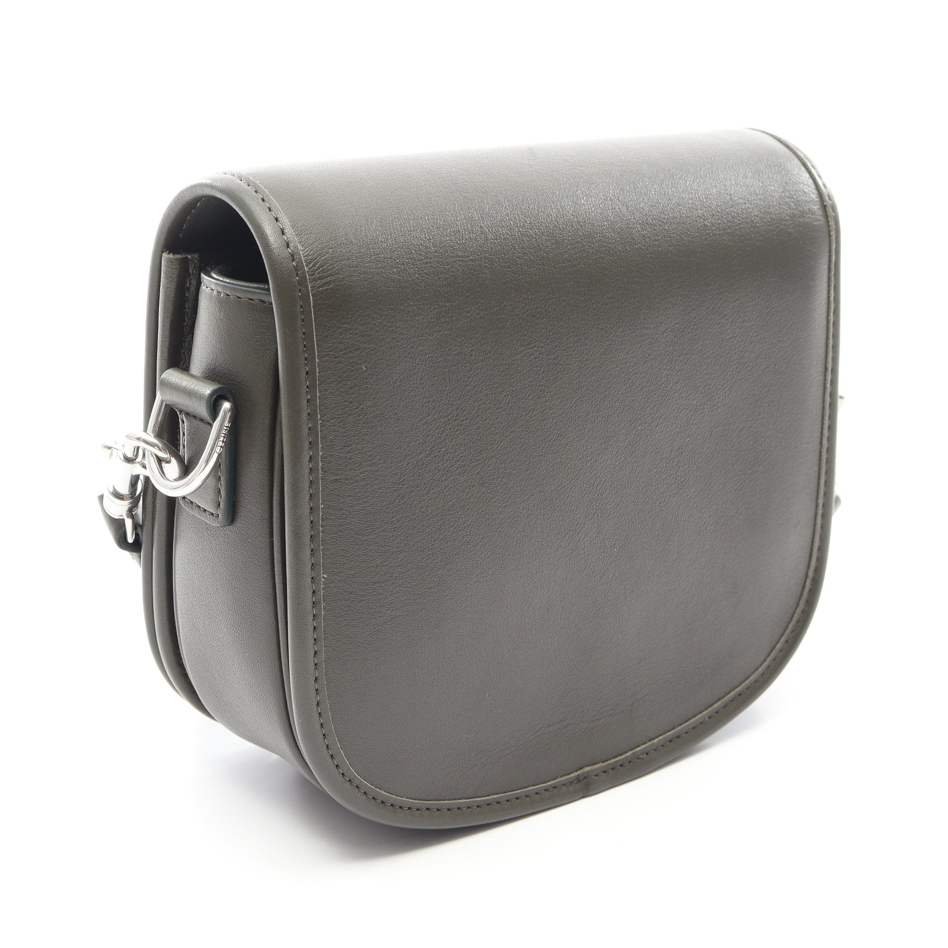 スモール ブザス ストラップ トリオンフ ショルダーバッグ レザー グレーグリーン セリーヌ バッグ CELINE