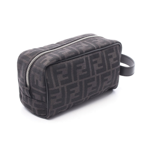 FFジャカード スモール ポーチ キャンバス レザー ブラック ダークグレー フェンディ 財布・小物 FENDI