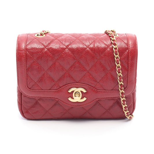 ミニマトラッセ チェーンショルダーバッグ レザー レッド ゴールド金具 シャネル バッグ CHANEL