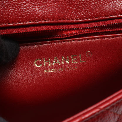 ミニマトラッセ チェーンショルダーバッグ レザー レッド ゴールド金具 シャネル バッグ CHANEL