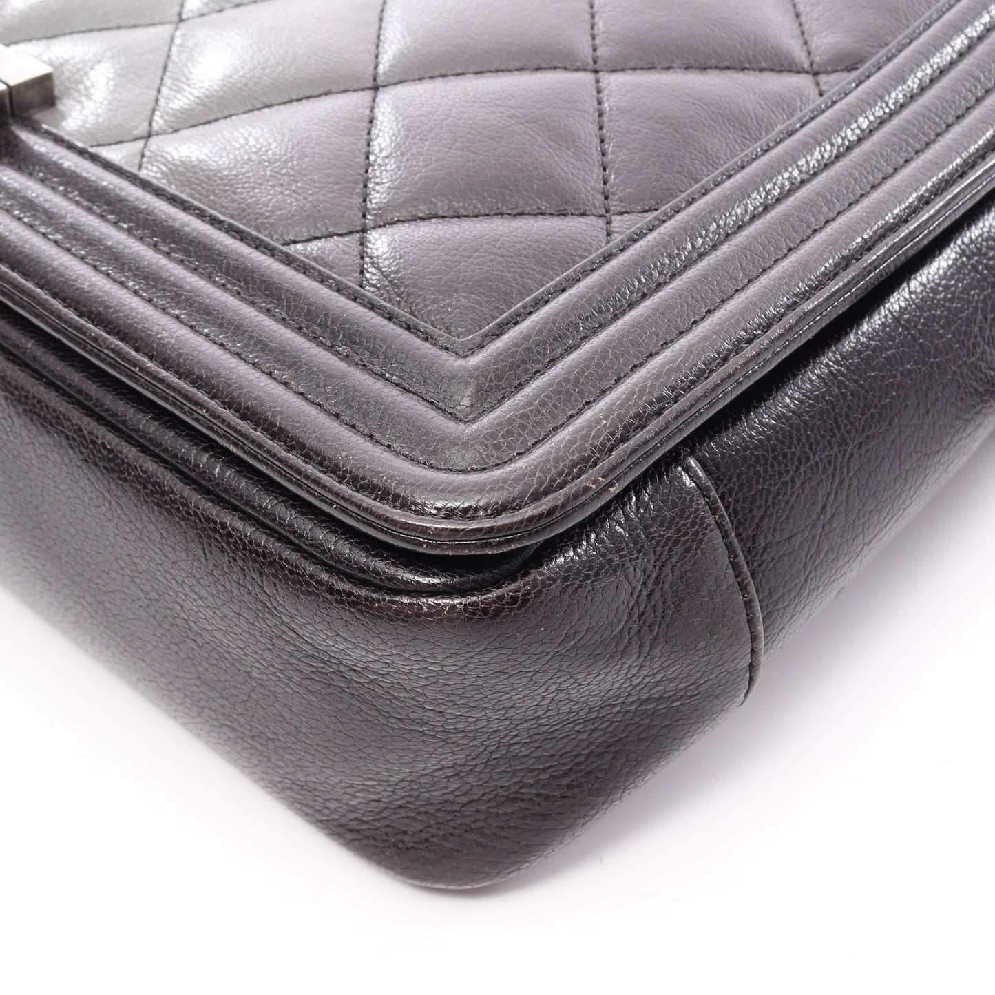ボーイシャネル ラージ マトラッセ グラデーション チェーンショルダーバッグ レザー ブラック グレー シルバー金具 シャネル