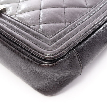 ボーイシャネル ラージ マトラッセ グラデーション チェーンショルダーバッグ レザー ブラック グレー シルバー金具 シャネル