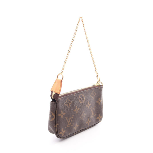 ミニ ポシェット アクセソワール モノグラム チェーンハンドバッグ PVC レザー ブラウン ルイヴィトン バッグ LOUIS VUITTON