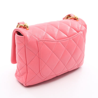 ラージ フラップバッグ マトラッセ チェーンショルダーバッグ ラムスキン ピンク ゴールド金具 シャネル バッグ CHANEL
