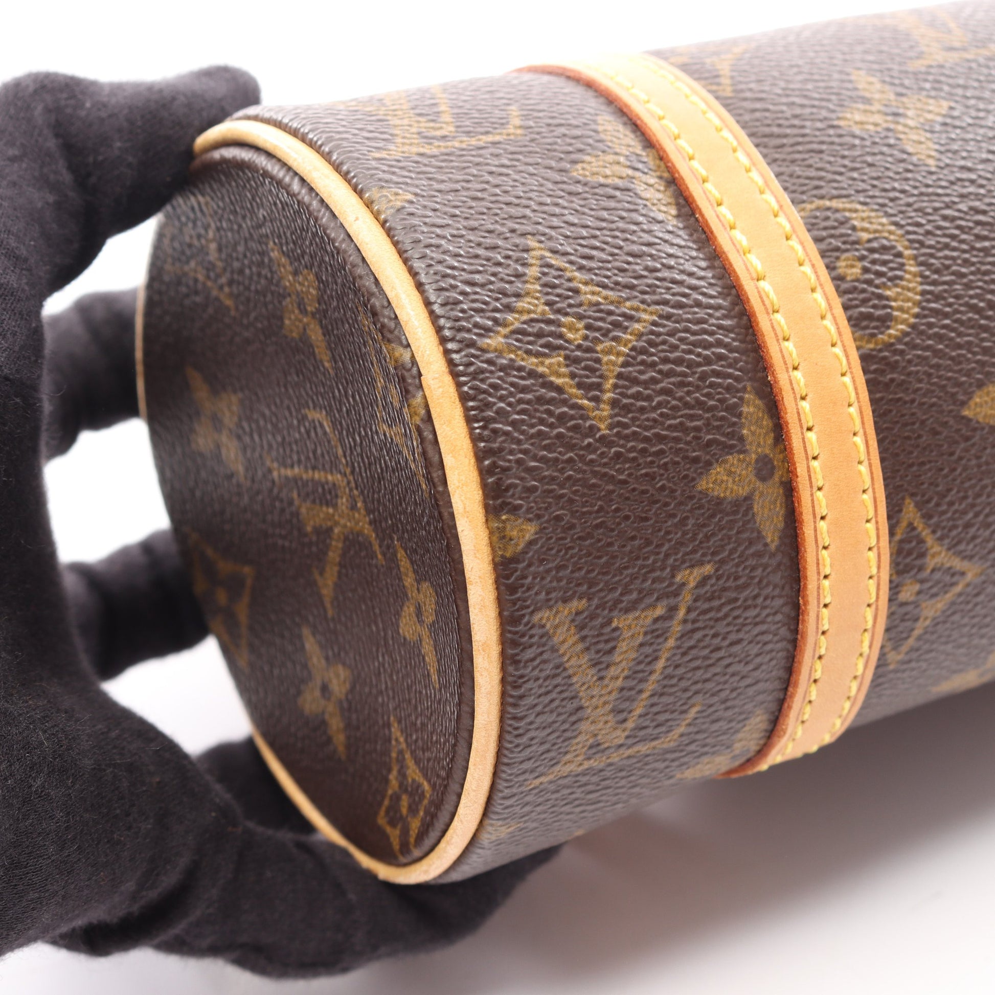 ミニパピヨン モノグラム ハンドバッグ PVC レザー ブラウン ルイヴィトン バッグ LOUIS VUITTON