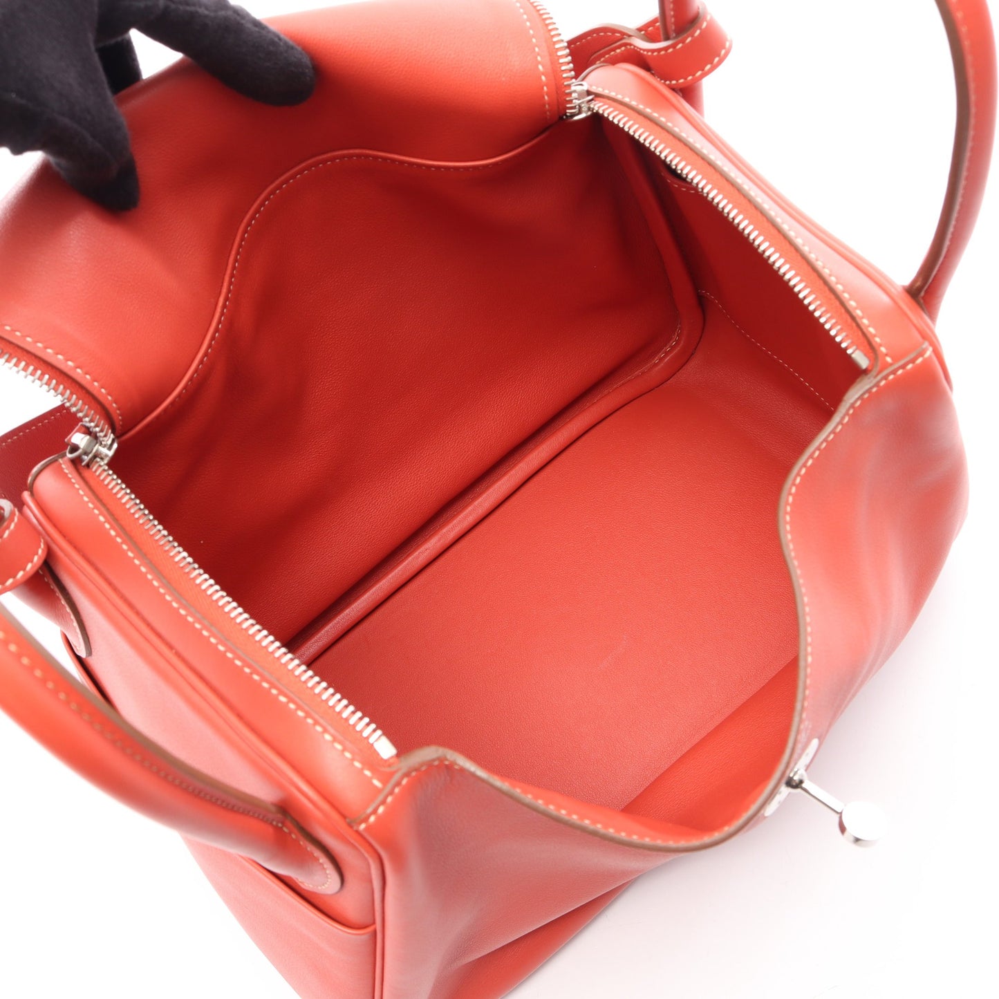 リンディ30 ロージー ショルダーバッグ ヴォースイフト コーラルオレンジ シルバー金具 □R刻印 エルメス バッグ HERMES