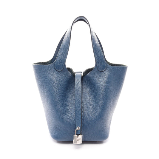 ピコタンロックPM ハンドバッグ トリヨンクレマンス ブルー シルバー金具 Y刻印 エルメス バッグ HERMES
