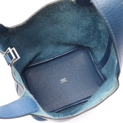 ピコタンロックPM ハンドバッグ トリヨンクレマンス ブルー シルバー金具 Y刻印 エルメス バッグ HERMES