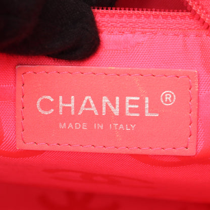カンボンライン ラージ ショルダーバッグ トートバッグ レザー エナメル ブラック シルバー金具 シャネル バッグ CHANEL